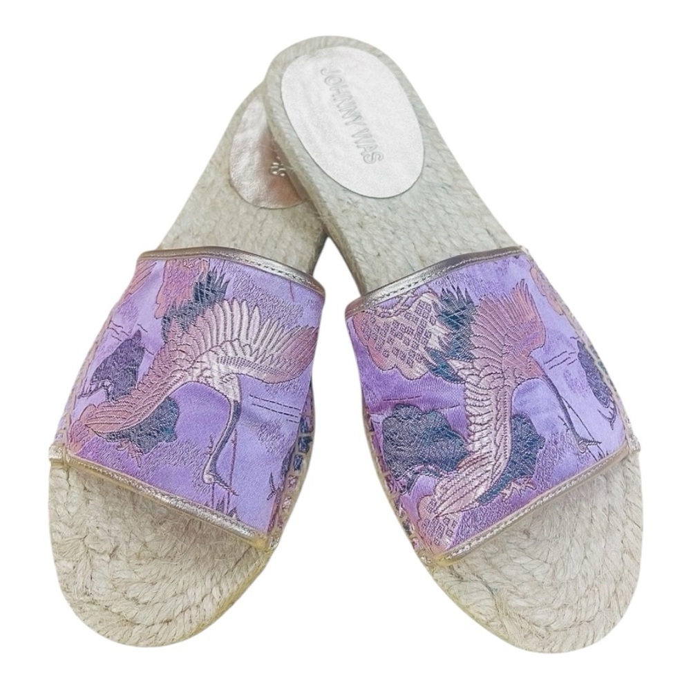 Johnny Was Lilac Purple Espadrille Shoes with Brocade Design 7